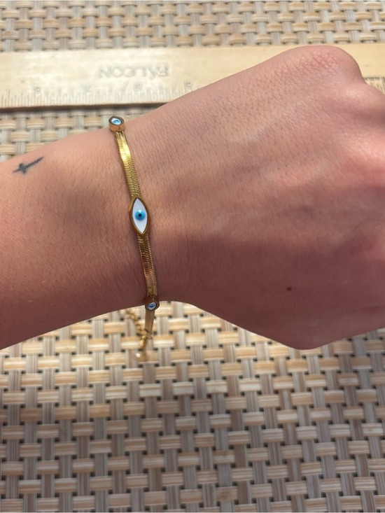 No brand Jewelry - 18k Gold plated Evil Eye Bracelet with Blue Accent - Women Jewelry